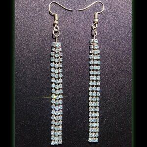 Long Blue Jeweled Earrings